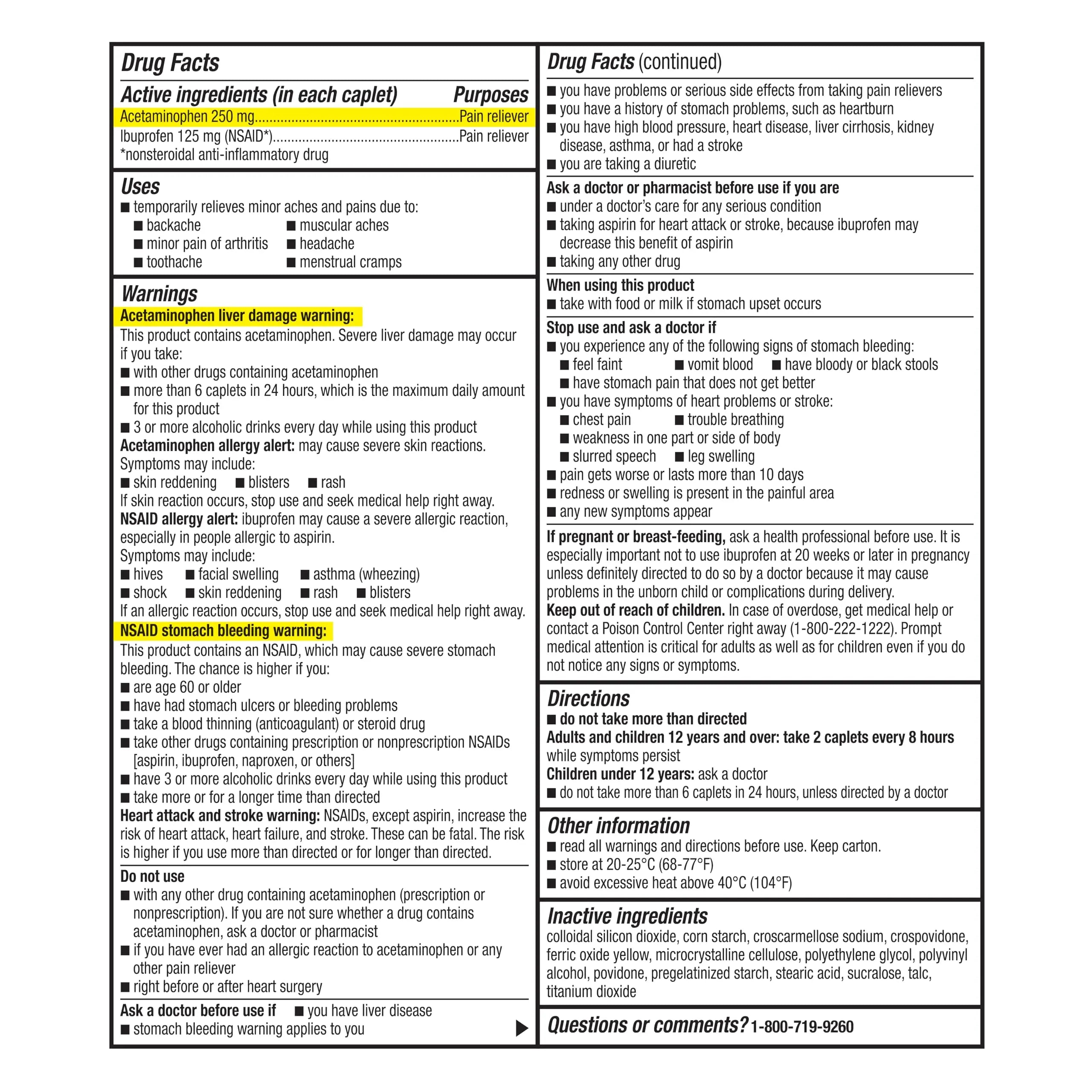 GoodSense Dual Action Acetaminophen and Ibuprofen (NSAID) Tablets, 250 mg/125 mg, Back Pain, 18 Count GoodSense Au supplements