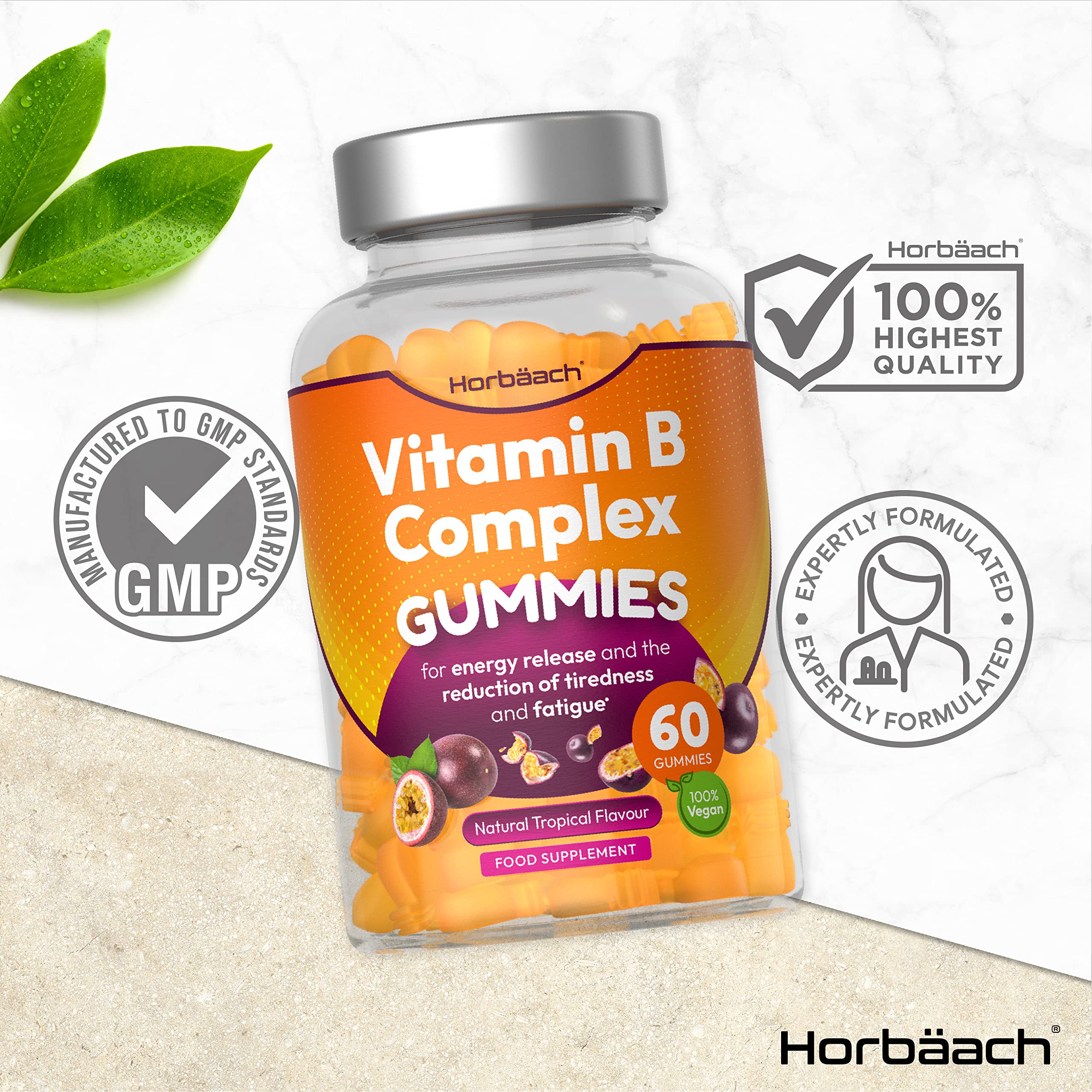 Vitamin B Complex Gummies | 60 Vegan Gummies - Tablet Alternative | High Strength B12 Horbäach Au supplements