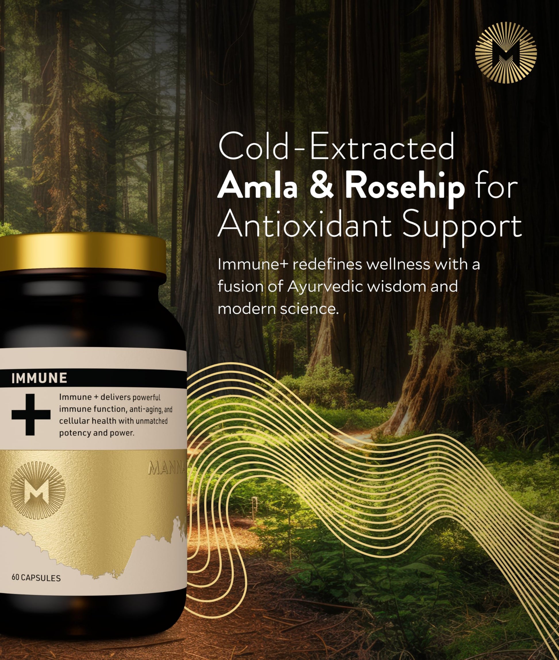 Manna Immune+ Capsules | 500mg Amla Extract & 500mg Rosehip Extract | Vitamin C Supplement for Immune Boost, Antioxidants, Heart Health, Digestion & Immune System Support | For Daily Use | 60 Count M Manna Au supplements