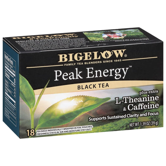 Bigelow Tea Peak Energy plus extra L-Theanine & Caffeine, 18 Count (Pack of 6), 108 Total Tea Bags Bigelow TeaAU supplements