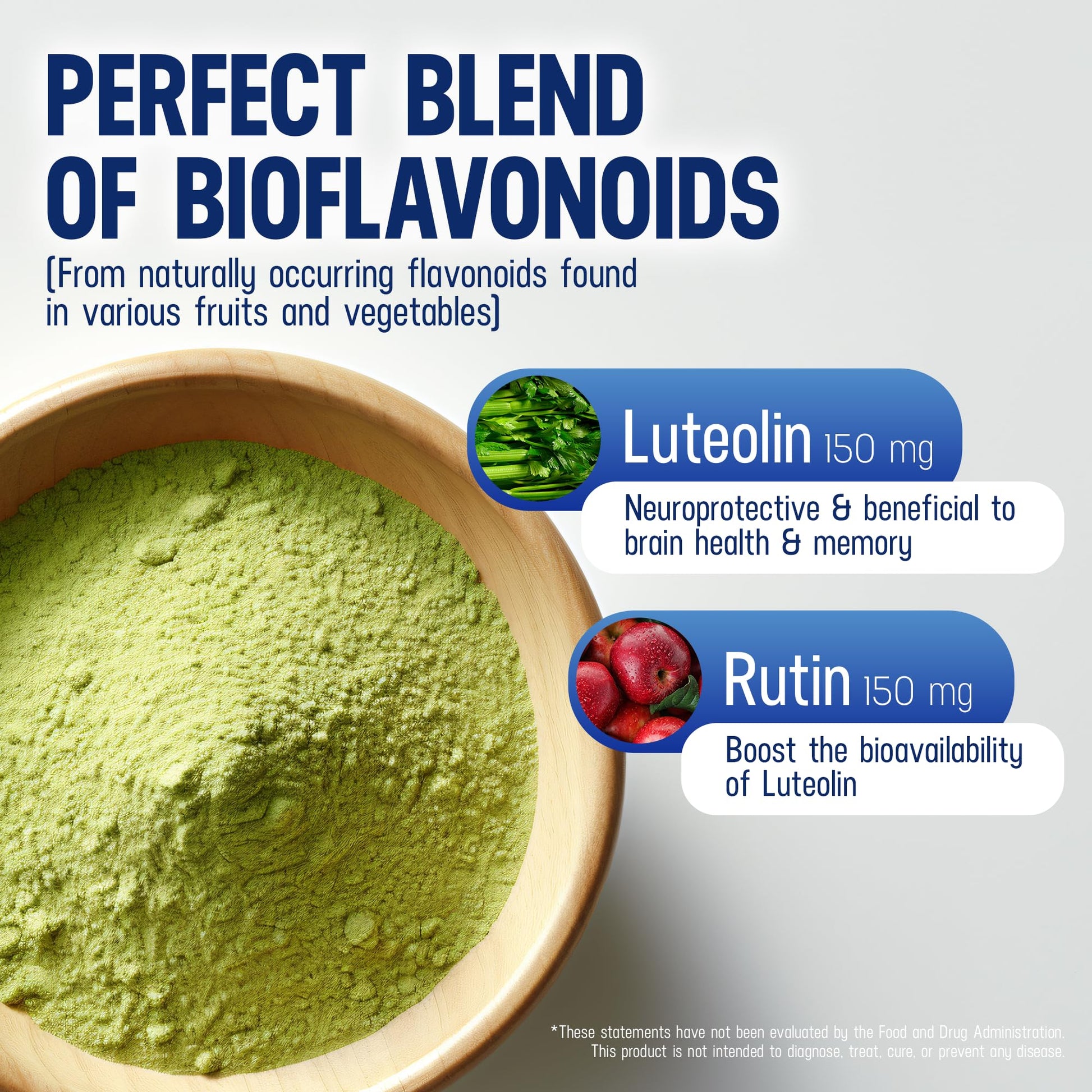 Lutimax Luteolin Complex Powder Brain Supplement with Rutin - Nootropic Brain Supplements for Memory and Focus to Improve Brain Health - Antioxidant Supplement for Immune Support - 100 Servings Solo Luti Au supplements