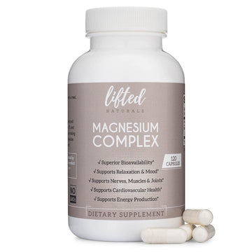 Magnesium Complex - Lifted Naturals Magnesium Supplement w/Bisglycinate, Malate, Taurate - 120 Capsules - Bioavailable Magnesium Formula for Mood, Sleep, Energy Support* Lifted Naturals Au supplements