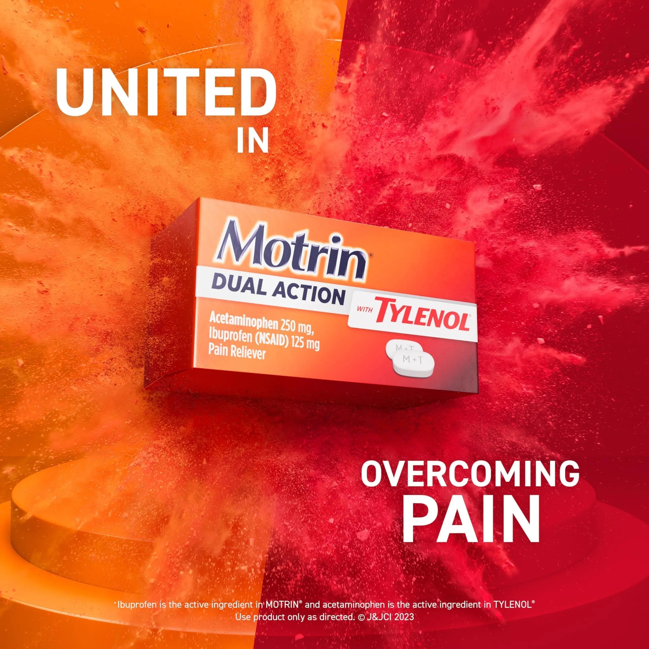 Motrin Dual Action with Tylenol, Fast-Acting Dual Action Pain Reliever with Ibuprofen & Acetaminophen for Minor Aches & Pains, Ibuprofen (NSAID) 125 mg & Acetaminophen 250 mg, 80 ct Motrin Au supplements
