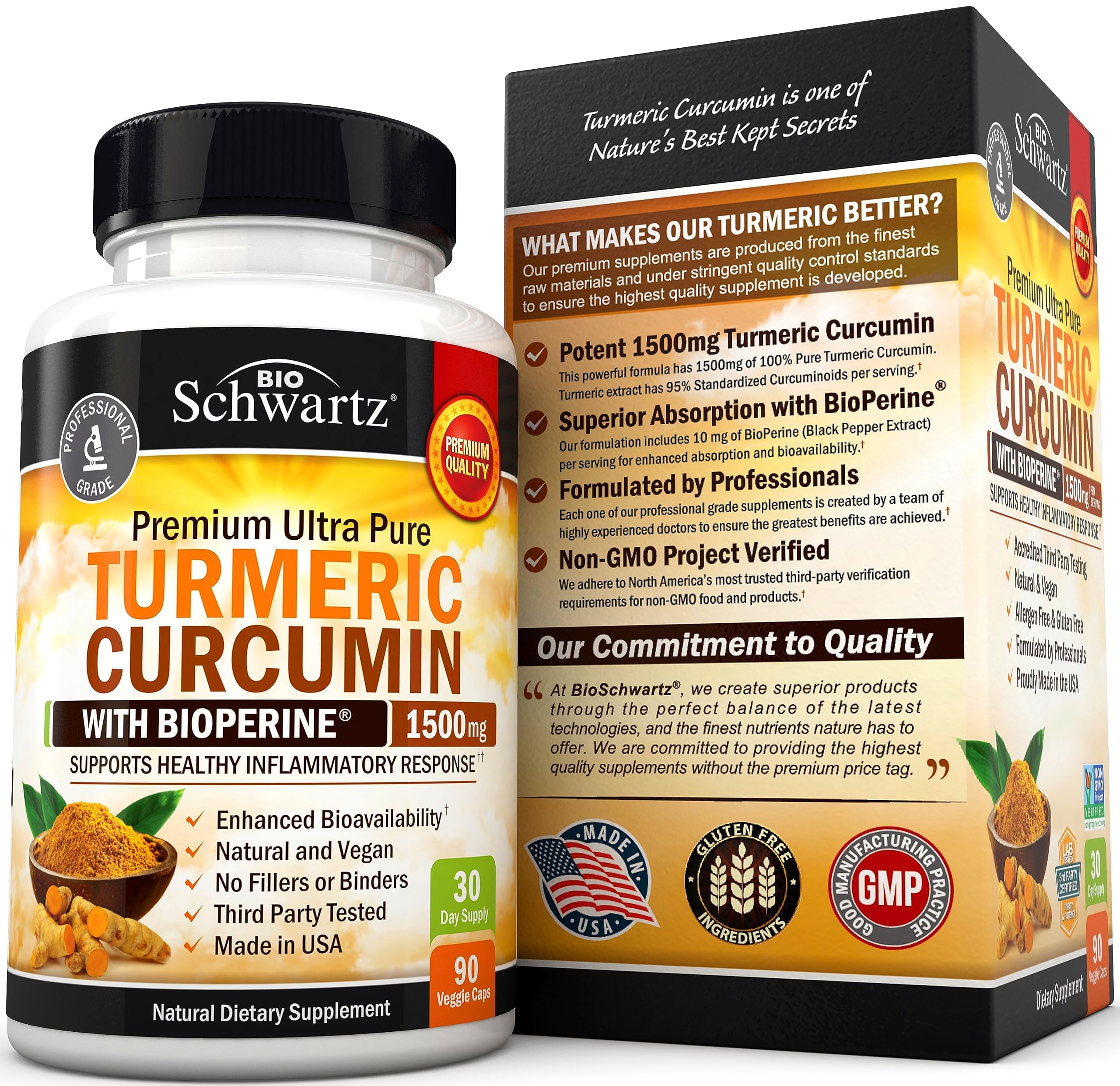 Turmeric Curcumin with Black Pepper Extract 1500mg - High Absorption BioSchwartz Au supplements