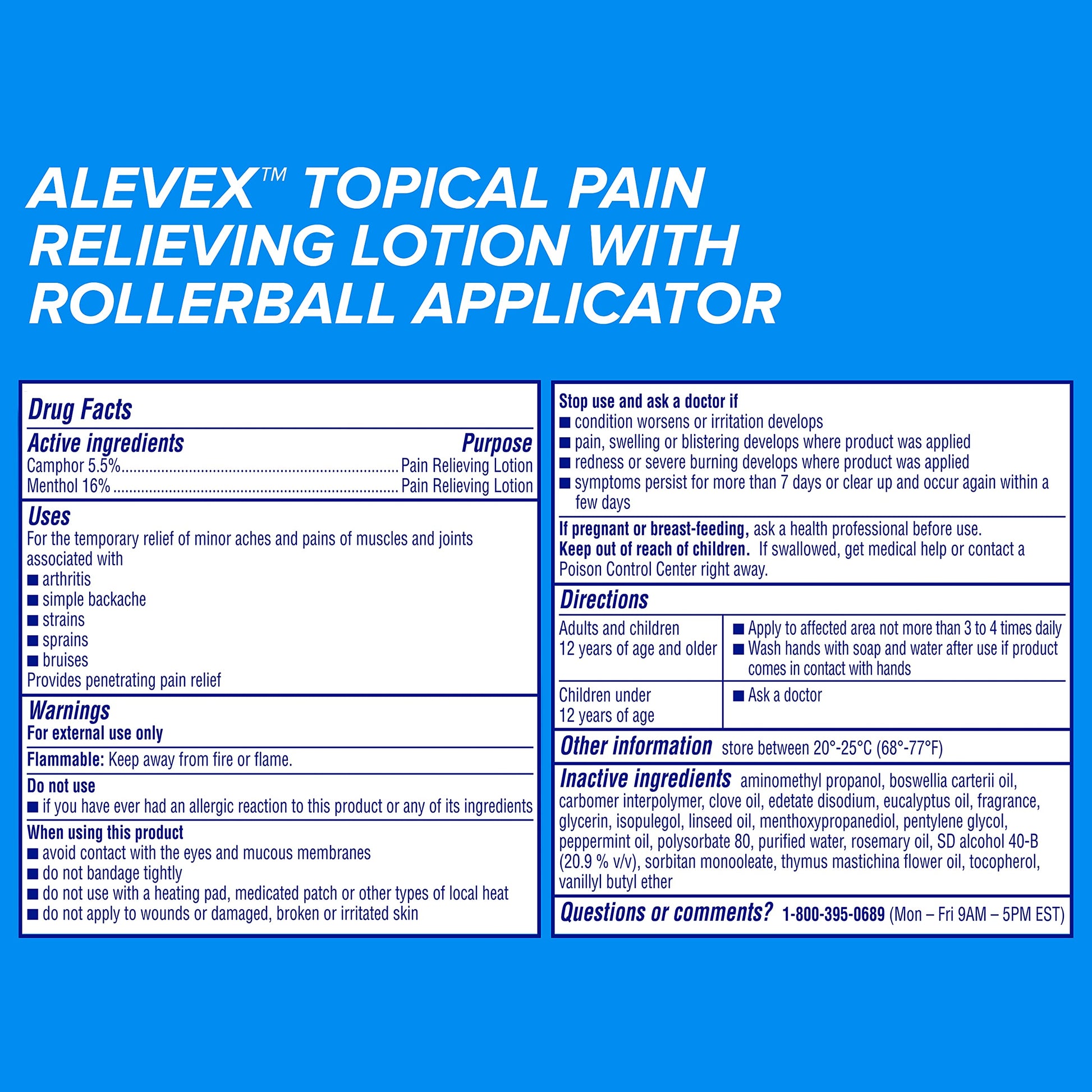 AleveX Topical Pain Relief Lotion with Rollerball Applicator - Long Lasting Arthritis and Muscle Pain Relief, 2.5 oz Aleve Au supplements