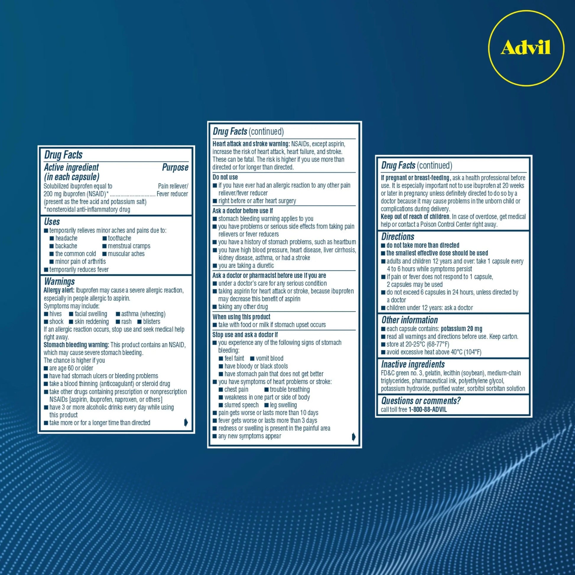 Advil Liqui-Gels Pain Reliever and Fever Reducer, Pain Medicine for Adults with Ibuprofen 200mg for Headache, Backache, Menstrual Pain and Joint Pain Relief - 160 Liquid Filled Capsules Advil Au supplements