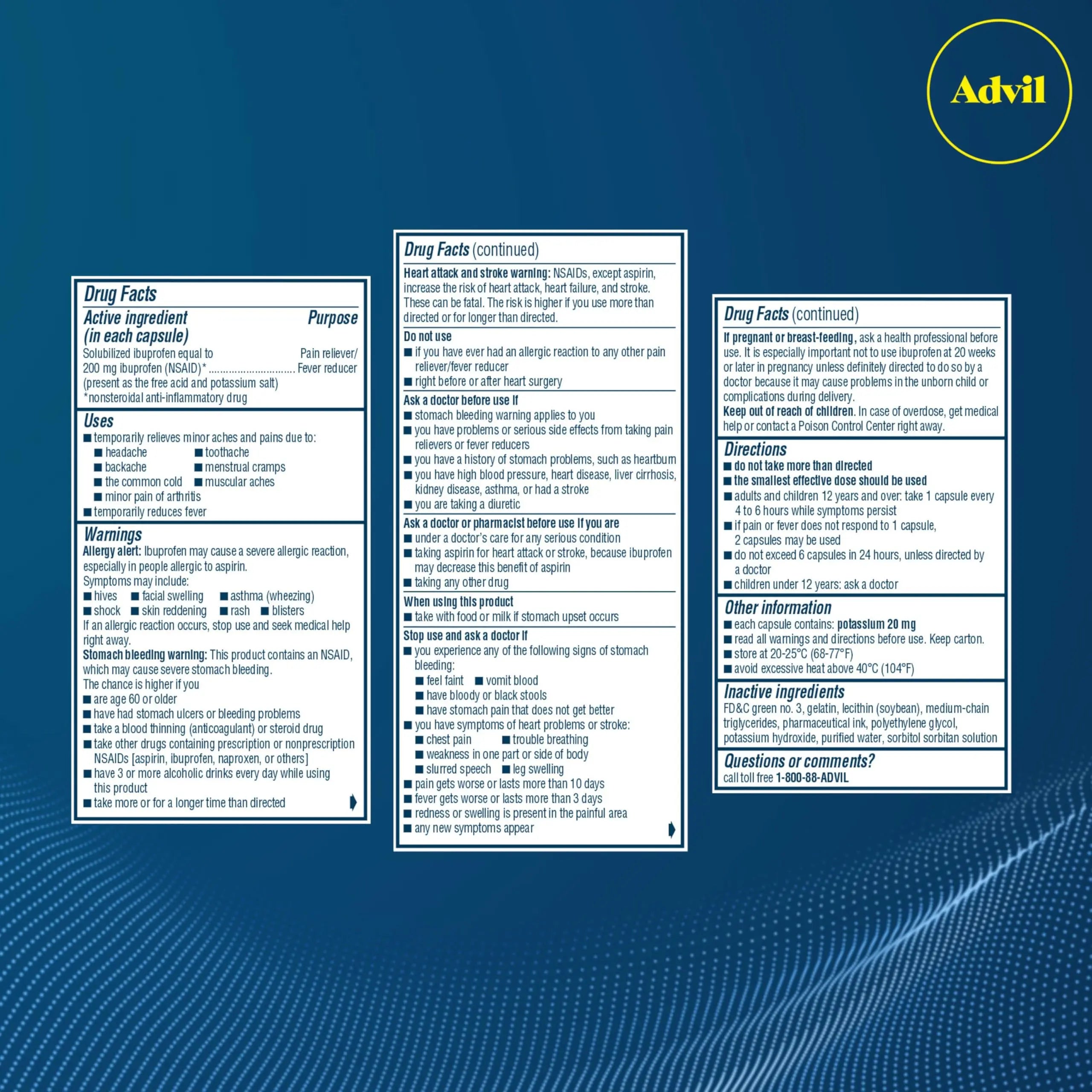 Advil Liqui-Gels Pain Reliever and Fever Reducer, Pain Medicine for Adults with Ibuprofen 200mg for Headache, Backache, Menstrual Pain and Joint Pain Relief - 160 Liquid Filled Capsules Advil Au supplements