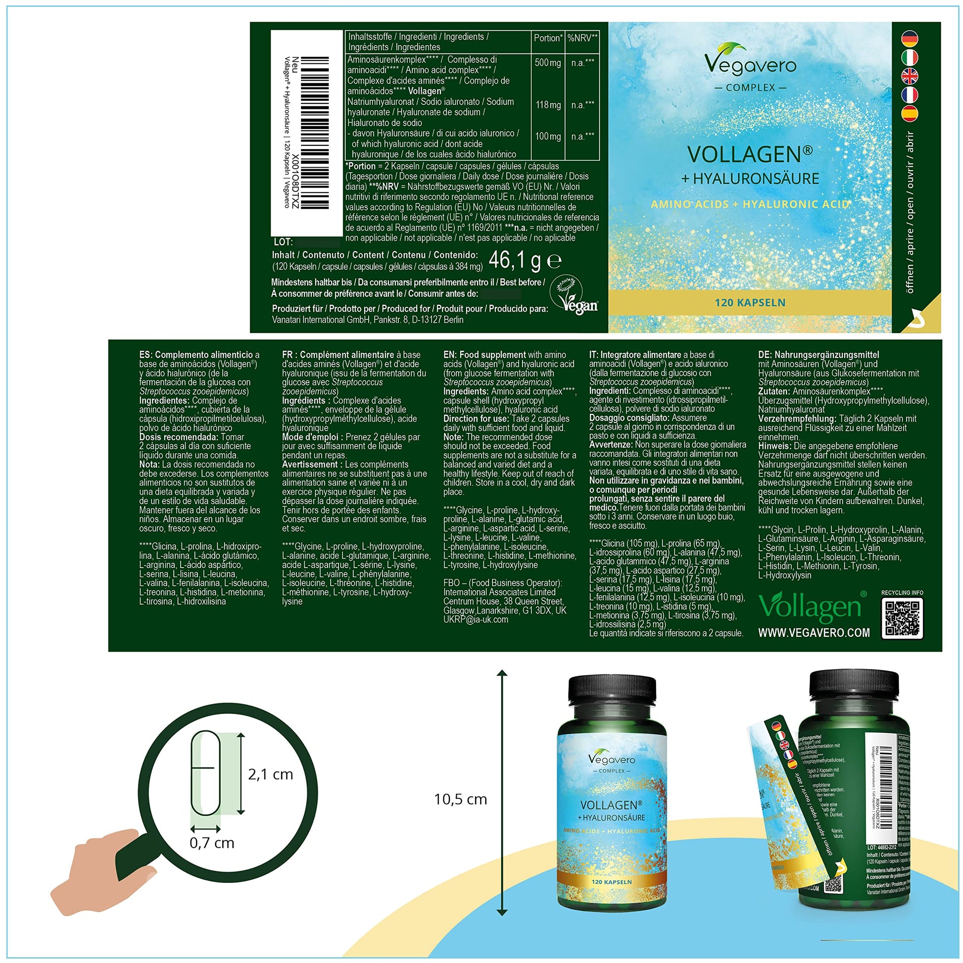 Vegavero Vegan Collagen Complex + Hyaluronic Acid | NO Additives | Vegan Collagen Powder Vollagen Vegavero Au supplements