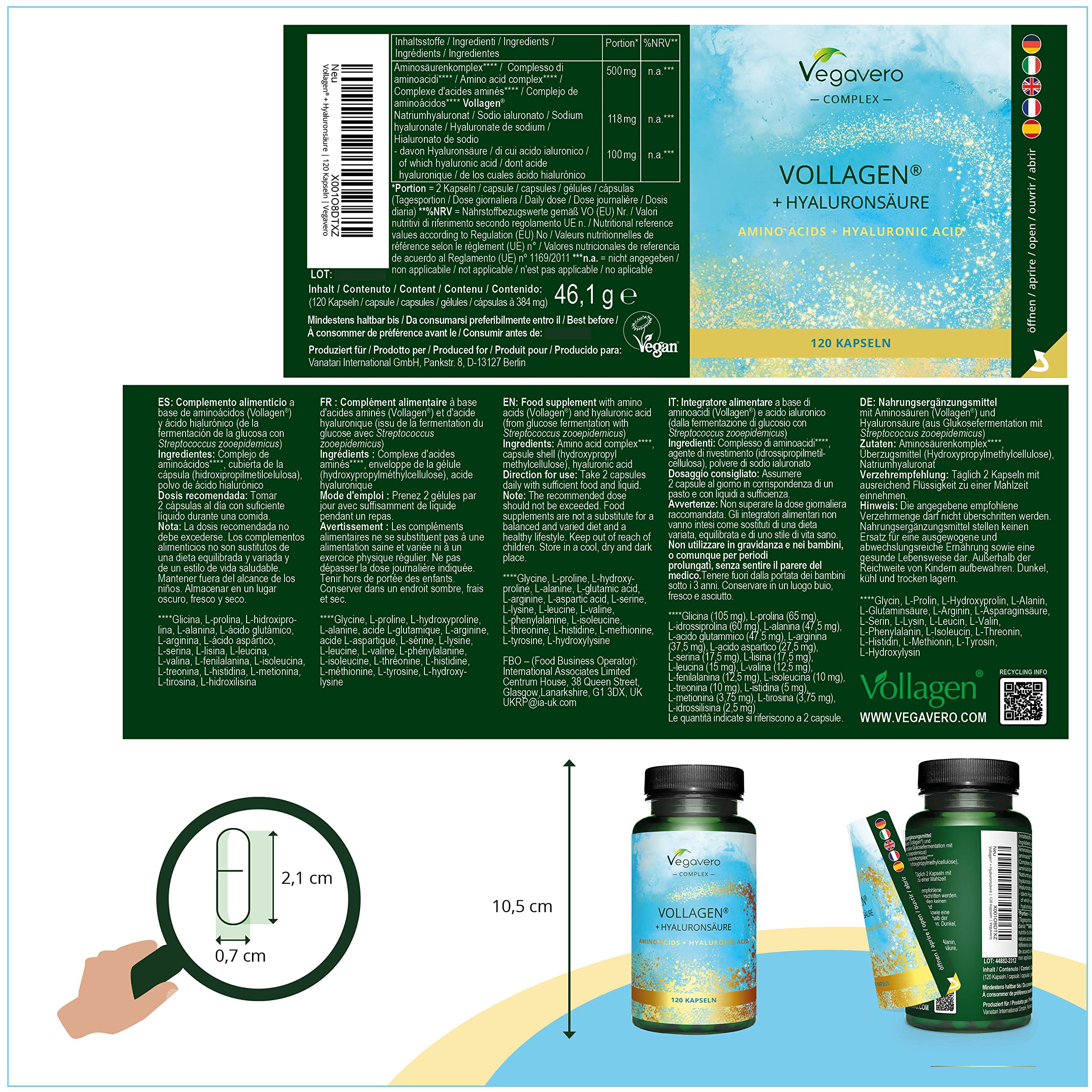 Vegavero Vegan Collagen Complex + Hyaluronic Acid | NO Additives | Vegan Collagen Powder Vollagen® Vegavero Au supplements