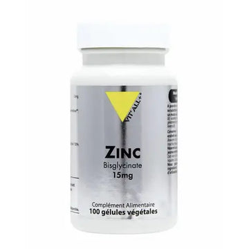 Zinc Bisglycinate 15 mg 100 gélules VIT'ALL+ VIT'ALL+ Au supplements