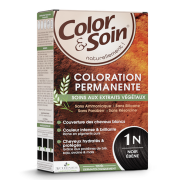 Permanent hair dye 1N ebony black Color&Soin LES 3 CHENES