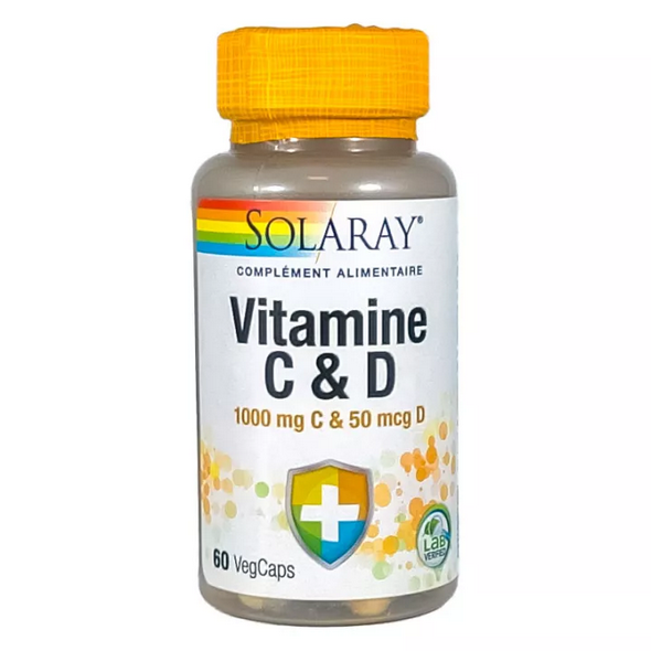Solaray Vitamin C 1000 mg & D 50 µg 60 vegetarian capsules