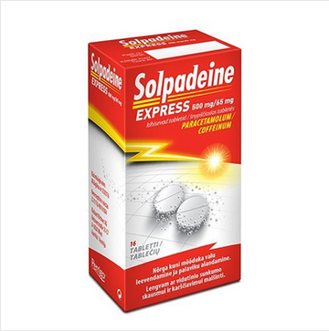 Solpadeine Express 500 mg/65 mg effervescent tablets, 16 Tabs