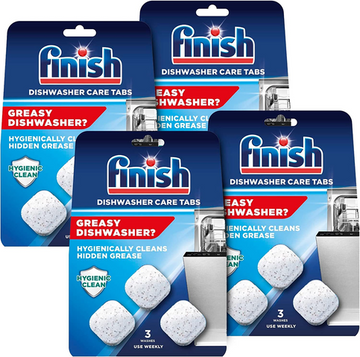 4x3 Finish In-Wash Dishwasher Cleaner: Clean Hidden Grease & Grime - 4 Packs x 3
