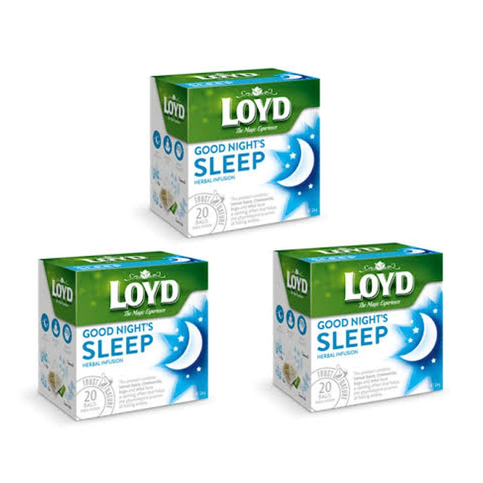 3x 20 LOYD Herbal GOOD NIGHT'S SLEEP Tea Teabag Envelopes 3 Boxes