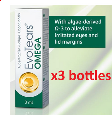 3x EvoTears Omega eye drops 3 ml