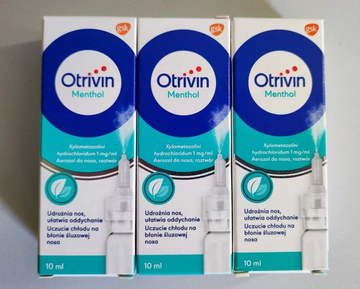 3 x10ml OTRIVIN Menthol Adult Nasal Spray Relieve Alergic Rhinitis & Sinusitis